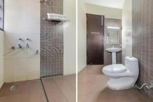 卡尔卡The Wind Cross的浴室设有卫生间和淋浴,两幅图片