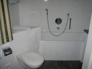 菲施巴豪索嫩凯泽酒店的白色的浴室设有卫生间和淋浴。