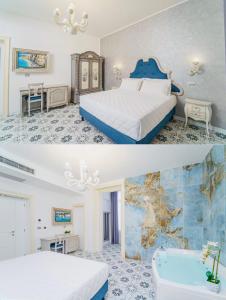 特罗佩阿The Gentleman of Tropea的酒店客房配有一张床和浴缸。
