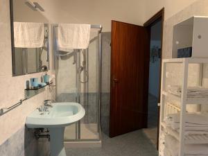 卡拉拉Ca' ToscaLina的一间带水槽和淋浴的浴室