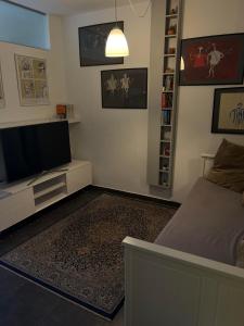 卢布尔雅那Park的一间卧室配有一张床和一台平面电视