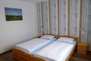 巴特贝勒堡Pension Wittgensteiner Schweiz的配有2张单人床的带墙壁客房