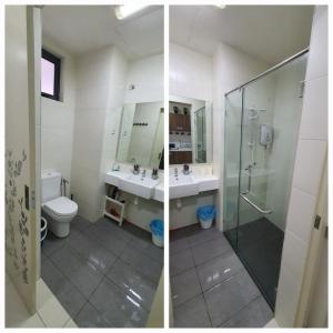 金马仑高原Hannah suite at cameronfair的两张照片,浴室设有淋浴和卫生间