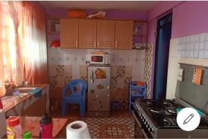 EmbuMegs Place - Red - Embu Town的一间带冰箱和炉灶的小厨房