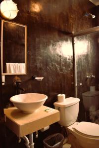 El SargentoVentana Blue Hotel的一间带水槽和卫生间的浴室