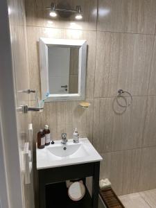 西波列蒂Departamento Nuevo en Cipolletti的一间带水槽和镜子的浴室