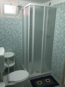 玛丽娜迪曼卡维萨Baccaversa camere的带淋浴和卫生间的浴室