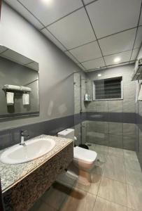 班加罗尔VAMA Retreats的一间带水槽、卫生间和镜子的浴室