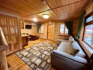 基希讷乌Sky Land Camping & Resort的小木屋内的客厅配有沙发