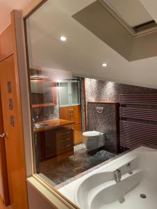 莱塞斯卡尔德-恩戈尔达Appartement chic au centre的一间带水槽和卫生间的浴室