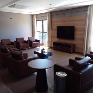 蓬塔格罗萨Hotelog Tibagi的带沙发和平面电视的客厅