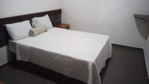 普拉杜Pousada Tucano的卧室配有白色的床和枕头