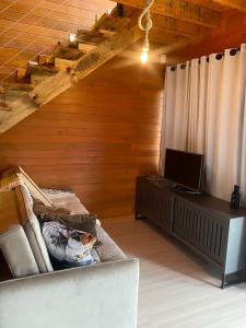 乌鲁比西Chalé Guest House的带沙发和电视的客厅
