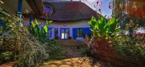 穆里吉奥尔5 Chirpici - Small Traditional Resort的蓝色和白色的房子