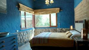 卡奇米拉路纳博德加精品酒店的蓝色的卧室设有床和窗户