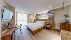 Origen Hotel Boutique的电视和/或娱乐中心