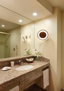 里约热内卢Windsor Guanabara Hotel的一间带水槽和镜子的浴室