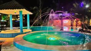TalisayJazkimronan Resort的夜间在水上公园前的喷泉