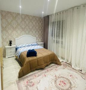 卡斯特利翁-德拉普拉纳Bianca Home的一间卧室,配有一张蓝色袋子的床