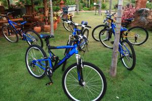 湄安迈仙民宿的停在草地上的一群自行车