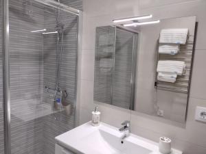拜纳Mi Rinconcito的一间带水槽、淋浴和镜子的浴室