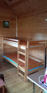 普拉特利艾Sodyba Prie Beržoro Ežero的小屋内带两张双层床的客房