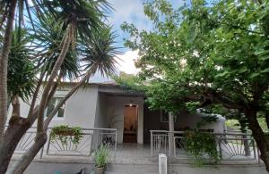 卡塔科隆Beach House for up to 9 people near Olympia的前面有棕榈树的房子