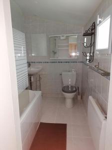 罗什福尔Le Cottage的浴室配有卫生间、浴缸和水槽。