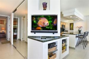 拉海纳Papakea F-310的客厅设有壁挂式平面电视。