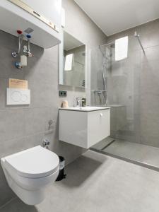 菲拉赫limehome Villach Gerbergasse的浴室配有卫生间、盥洗盆和淋浴。