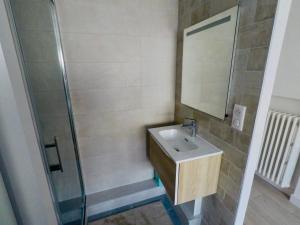 南特Charming & cosy rooms Nantes (chambres chez l'habitant)的一间带水槽和淋浴的浴室