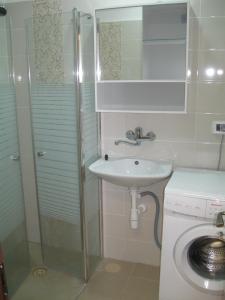 佩塔提克瓦佩塔提克瓦公寓的带淋浴、盥洗盆和卫生间的浴室