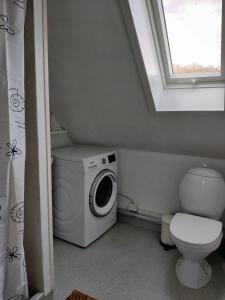 HammelRosengård的一间带洗衣机和卫生间的浴室