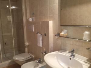 佛拉斯特拉伊尔萨拉瑟诺酒店的一间带水槽、卫生间和淋浴的浴室