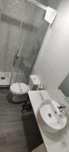 格拉纳达ROOMS Los MONTES的浴室配有白色水槽和卫生间。