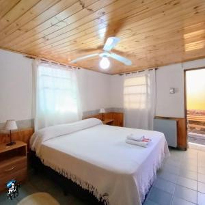 图蓬加托火山Don Romulo的一间卧室配有一张床和吊扇