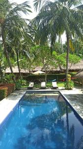 圣吉吉贝拉妈妈住宿加早餐旅馆的一个带两把椅子的游泳池,棕榈树