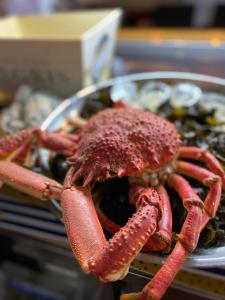 罗斯科夫切斯珍妮中心酒店的一大块红色螃蟹,放在一盘食物上