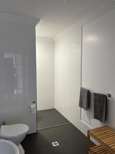 蒂默特Oriental Hotel Tumut的白色的浴室设有卫生间和淋浴。