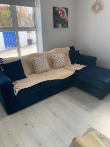 巴利香农The Honeycomb的客厅里一张蓝色的沙发