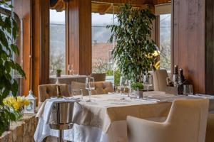 塞里特雷尼科德杰尼伽酒店的一间带桌椅和窗户的用餐室