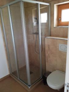 图尔达Casa Panoramic的带淋浴的浴室和卫生间