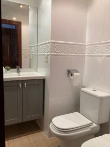 格乔Amplio y Elegante en Las Arenas的白色的浴室设有卫生间和水槽。