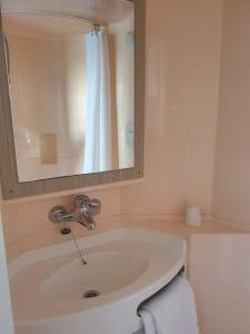 蒙德维尔东卡昂 - 蒙德维尔普瑞米尔经典酒店的一间带水槽和镜子的浴室