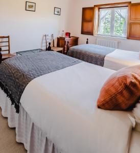 奥比多斯Quinta Da Torre - Óbidos Country House的一间卧室设有两张床和窗户。