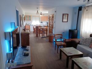 巴利亚多利德La Espiga的带沙发和桌子的客厅以及厨房。