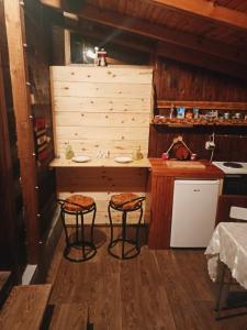 KremnaBrvnara Ljubičica的一间厨房,里面配有两个凳子和一个水槽