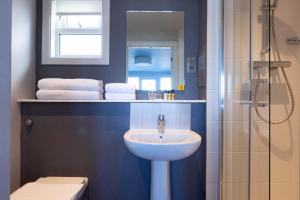 圣莫斯船堡酒店的一间带水槽和淋浴的浴室