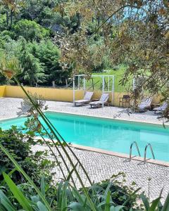奥比多斯Quinta Da Torre - Óbidos Country House的游泳池旁设有2把躺椅
