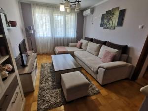 特雷比涅Apartman Andrija的客厅配有沙发和桌子